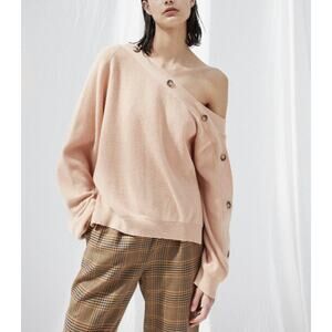 Nanushka Camerin Off the Shoulder Sweater in Apricot